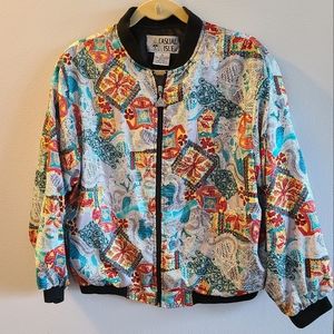 Vintage Casual Isle Silky Bomber Style Jacket Size Small.